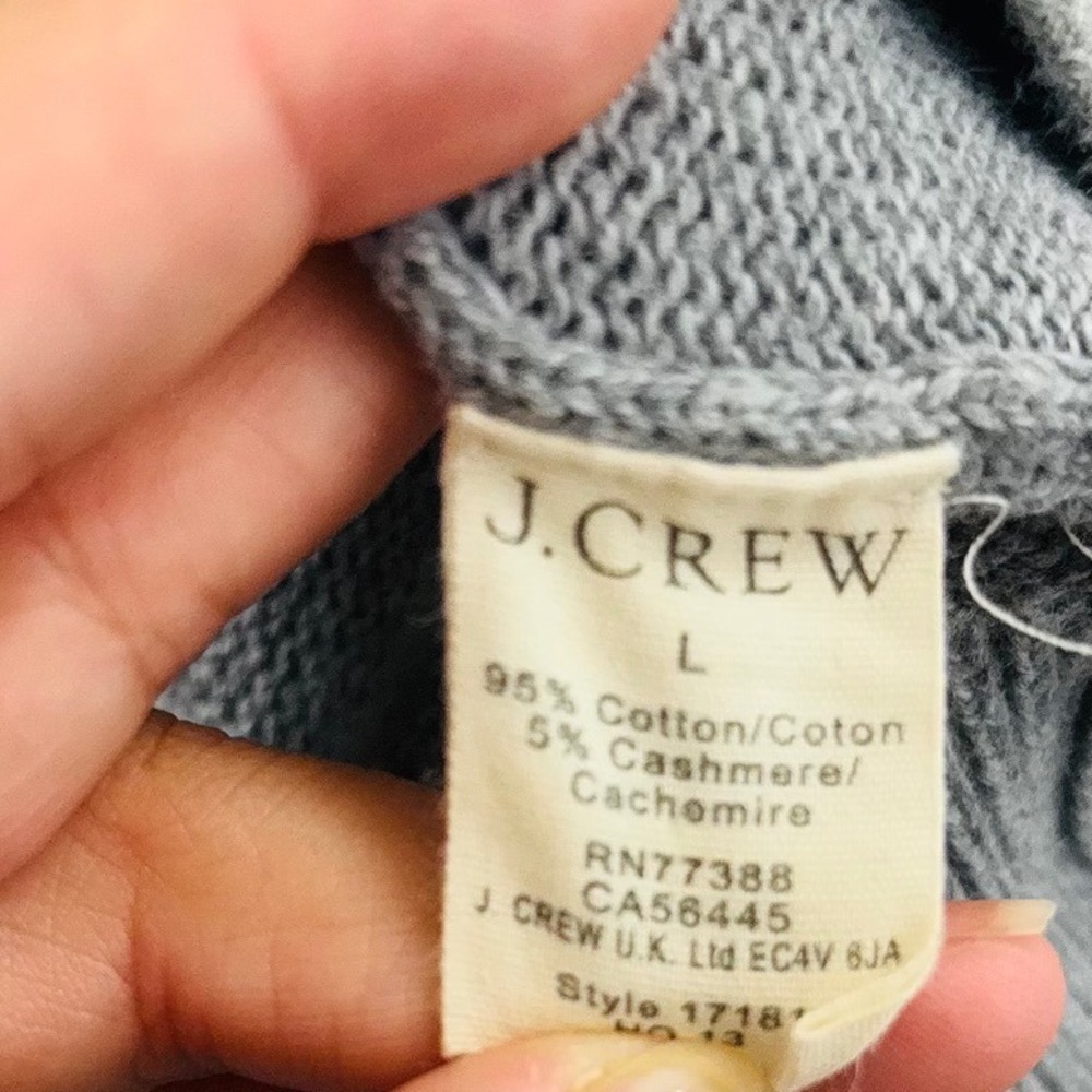 J.Crew Mens Grey Cotton Cashmere Quarter Zip Pullover Sweater Size Large - Picture 7 of 9